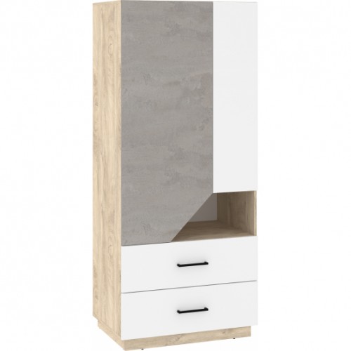 Skapis PAX 80 2D2S, Ozols/Balts/Pelēks